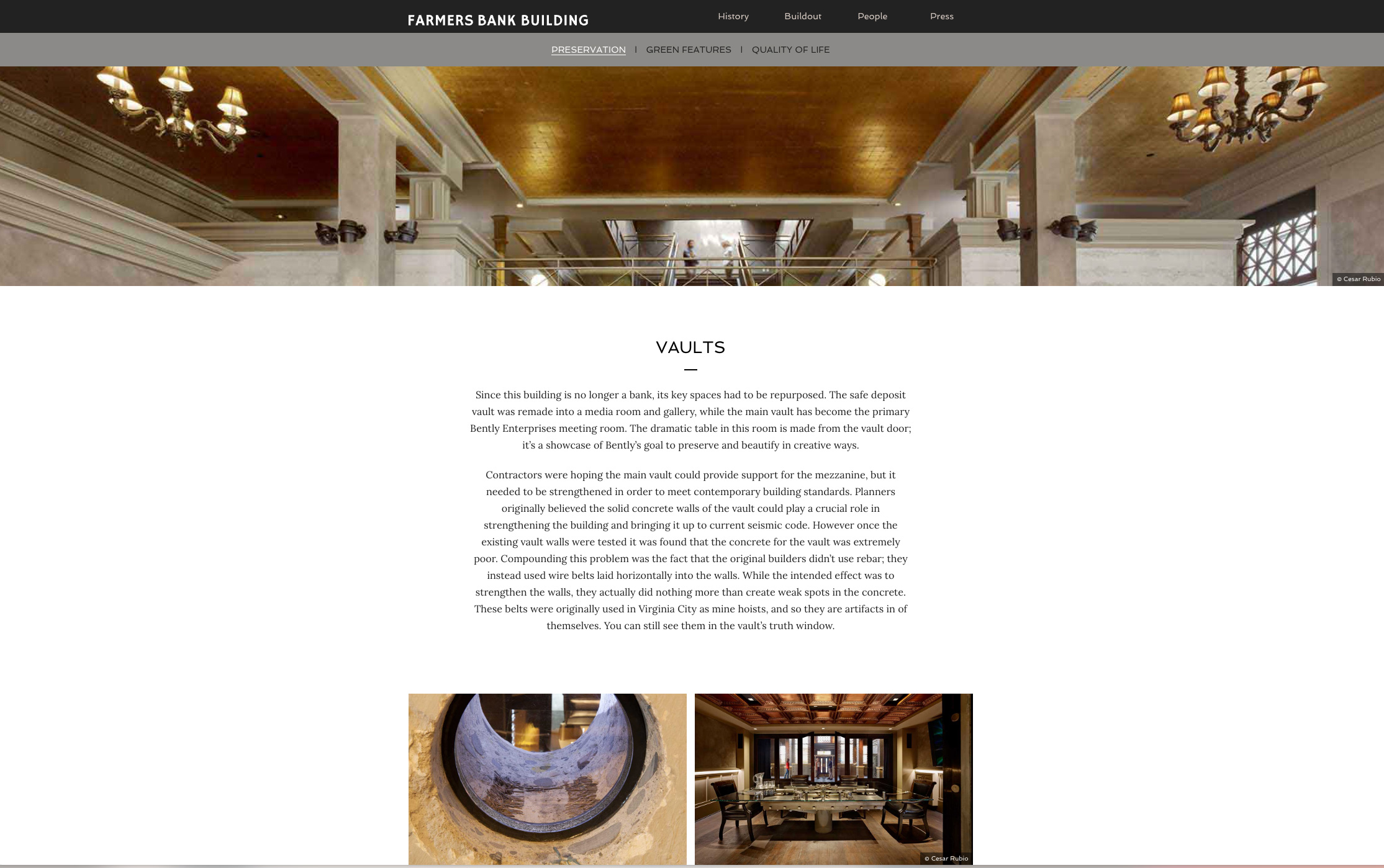 Parallax interstitial image with content callouts